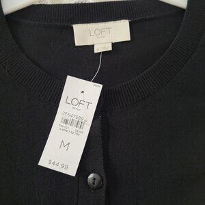 LOFT Long Sleeve Black Cotton Button Up Cardigan Medium NWT